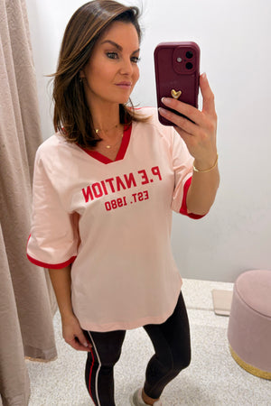 P.E Nation Spin Out Base Ball Tee | Soft Pink