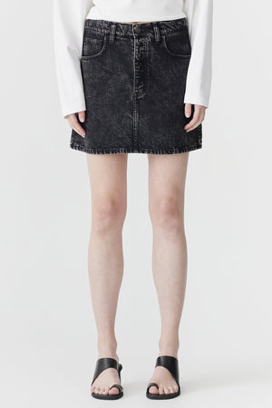 Bassike Motley Denim Mini Skirt | Black Ice