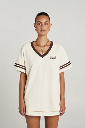 Summi Summi Reverie V Neck Tee | Vanilla/Espresso