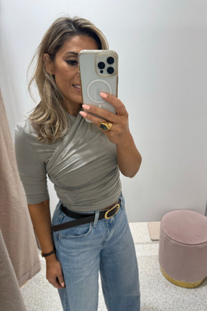 Madison The Label Adalia 3/4 Sleeve Top | Steel