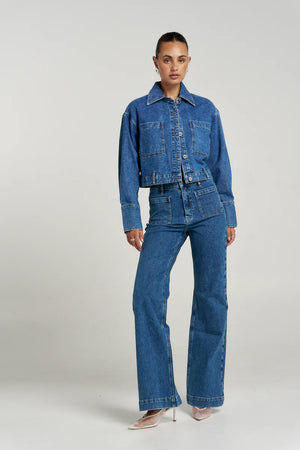 Summi Summi Soho Cropped Denim Jacket | Bleu
