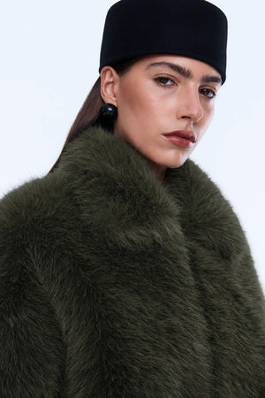 Ena Pelly Daphine Faux Fur Bomber | Olive