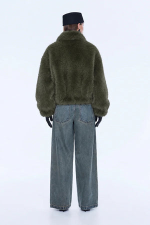 Ena Pelly Daphine Faux Fur Bomber | Olive