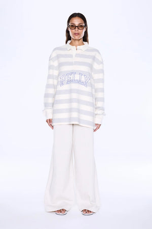 Ena Pelly Mel Panelled Polo Top | Vintage White