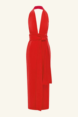 Shona Joy Campbell Halter Plunged Maxi Dress | Goji