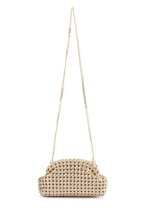 Olga Berg Everly Hand Woven Clutch | Gold