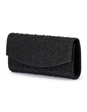 Olga Berg The Emma Crystal Clutch Bag | Black