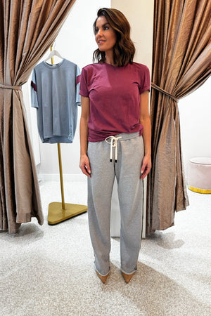 Bassike Slouch Wide Leg Fleece Pant | Grey Marle