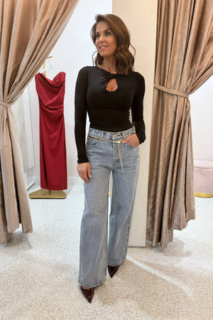 Ownley Isobel Jersey Top | Black