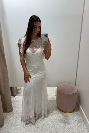 Shona Joy Labyrinth Lace Panelled Maxi Dress | Ivory