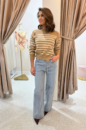 Sovere Solene Stripe Knit Jumper | Pecan / Vanilla