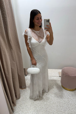 Shona Joy Labyrinth Lace Panelled Maxi Dress | Ivory