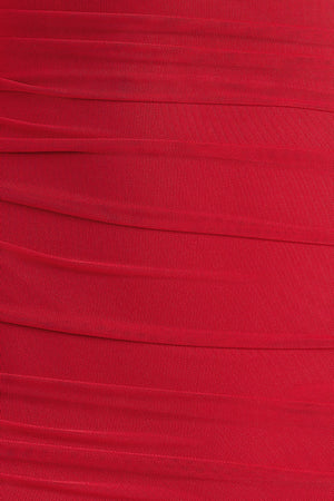 Chosen By Fifi & Annie The Drape Detail Mesh Maxi Dress | Red || PRE ORDER ETA 03/09/2026