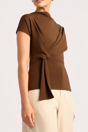 Chosen By Fifi & Annie The Cowl Neck Drape Detail Top | Espresso || PRE ORDER ETA 03/09/2026