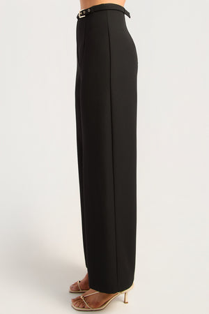 Chosen By Fifi & Annie The Gold Buckle Belt Detail Straight Leg Pants | Black BEST SELLER RESTOCKED ETA 3/09/2026
