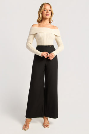 Chosen By Fifi & Annie The Gold Buckle Belt Detail Straight Leg Pants | Black BEST SELLER RESTOCKED ETA 3/09/2026