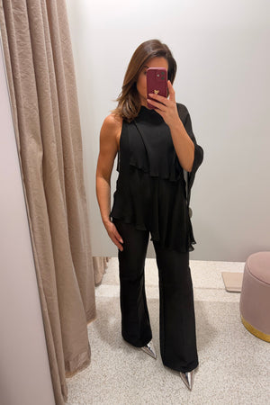 Shona Joy Amina Asymmetrical Tiered Top | Black