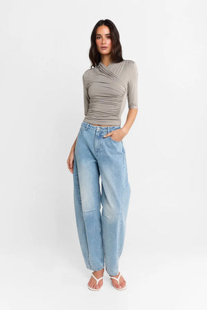 Madison The Label Adalia 3/4 Sleeve Top | Steel || PRE-ORDER ETA 11/09/1979
