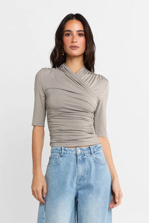 Madison The Label Adalia 3/4 Sleeve Top | Steel || PRE-ORDER ETA 11/09/1979
