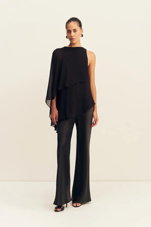 Shona Joy Amina Asymmetrical Tiered Top | Black