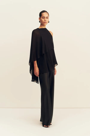 Shona Joy Amina Asymmetrical Tiered Top | Black