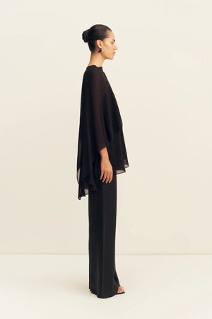 Shona Joy Amina Asymmetrical Tiered Top | Black