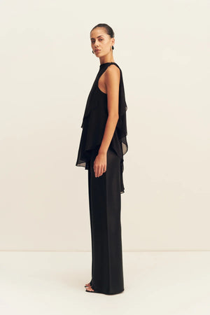 Shona Joy Amina Asymmetrical Tiered Top | Black