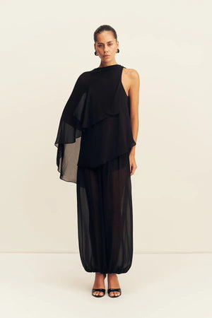 Shona Joy Amina Asymmetrical Tiered Top | Black