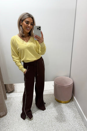 Chosen By Fifi & Annie The Split Hem Track Pant | Chocolate