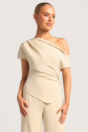 Chosen By Fifi & Annie The Celine Side Ruched Top | Oat