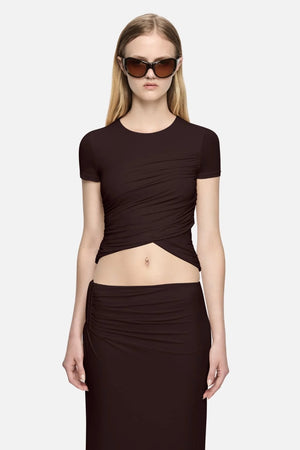 Bec + Bridge Niko Crossover Tee | Dark Chocolate