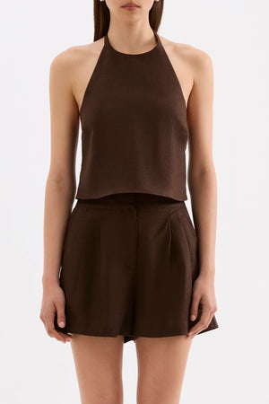 Nude Lucy Riya Linen Top | Chocolate