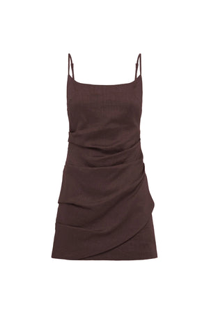 Nude Lucy Rani Linen Mini Dress | Chocolate