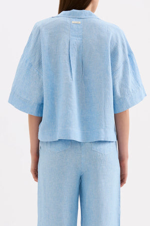 Nude Lucy Lounge Stripe Linen Shirt | Cove Stripe