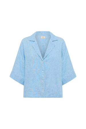 Nude Lucy Lounge Stripe Linen Shirt | Cove Stripe