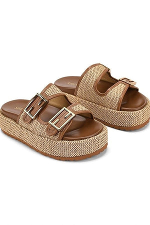 Siren Aphrodite Woven Flafotrm | Natural Weave/Tan