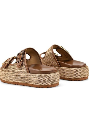 Siren Aphrodite Woven Flafotrm | Natural Weave/Tan