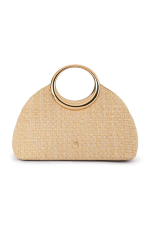 Olga Berg The Charlotte Woven Top Handle Clutch Bag | Natural
