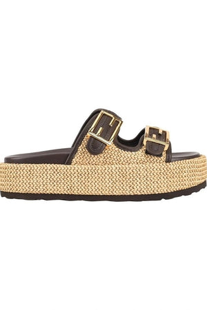 Siren Aphrodite Woven Flafotrm | Natural Weave / Chocolate Brown