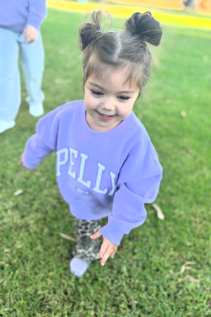 FIFI & ANNIE BOUTIQUE EXCLUSIVE X Ena Pelly Kids Lilly Oversized College Sweater | Lilac