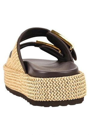 Siren Aphrodite Woven Flafotrm | Natural Weave / Chocolate Brown