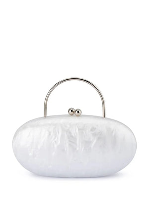 Olga Berg The Imelda Acrylic Clutch Bag | White