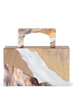Olga Berg The Fleur Acrylic Top Handle Clutch Bag | Natural