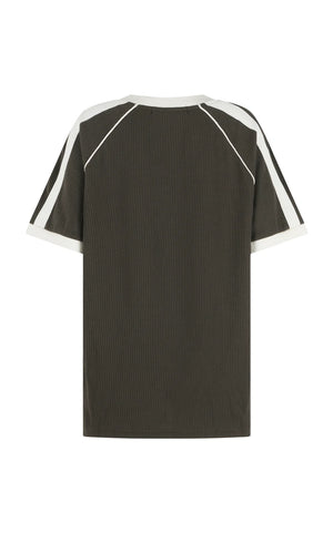 Araminta James James College Waffle Tee | Washed Black || PRE_ORDER ETA 17/10/2026