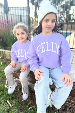 FIFI & ANNIE BOUTIQUE EXCLUSIVE X Ena Pelly Kids Lilly Oversized College Sweater | Lilac