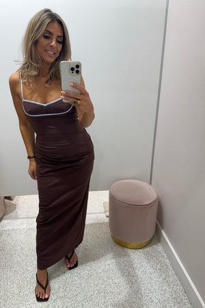 Sovere Studio Britta Dress | Chocolate/Sky