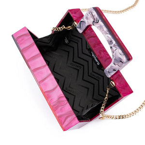 Olga Berg The Fleur Acrylic Top Handle Clutch Bag | Pink