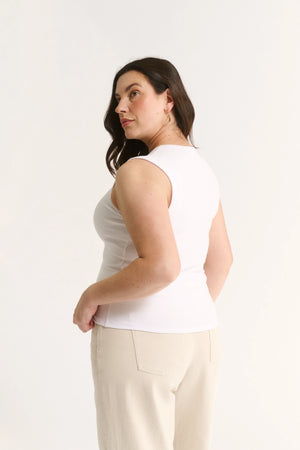 Primi Stella V Neck Tank | White || PRE_ORDER ETA 27/10/2026