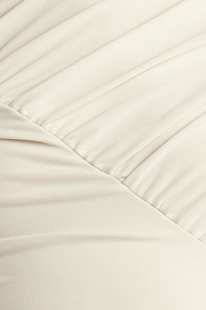 Chosen By Fifi & Anne The Camilla Off-Shoulder Ruched Detail Long Sleeve Top | Pearl