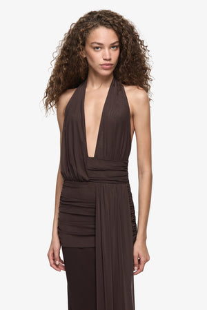 Bec + Bridge Cassis Drape Maxi Dress | Chocolate